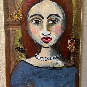Pensive - acrylic mixed media painting on canvas