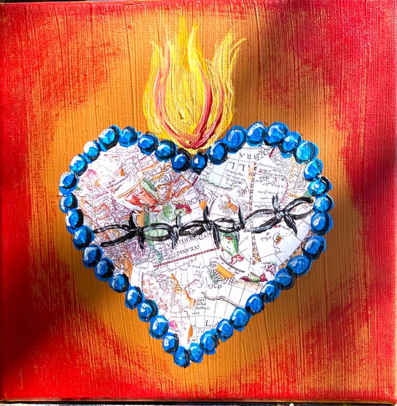 Sacred Heart  - acrylic painting on 8x8” gallery wrapped canvas