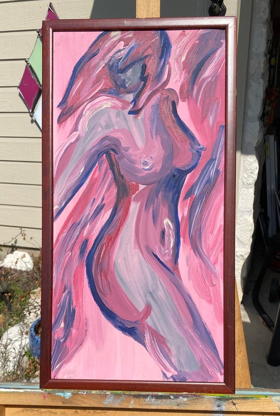Abandon  - acrylic mixed media woman painting on canvas