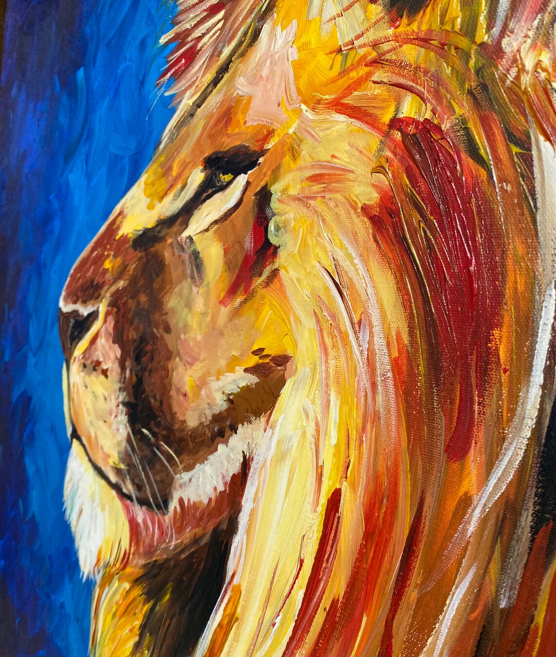 Leo Lion Canvas Painting Original Fine Art X Large 24x24 Etsy