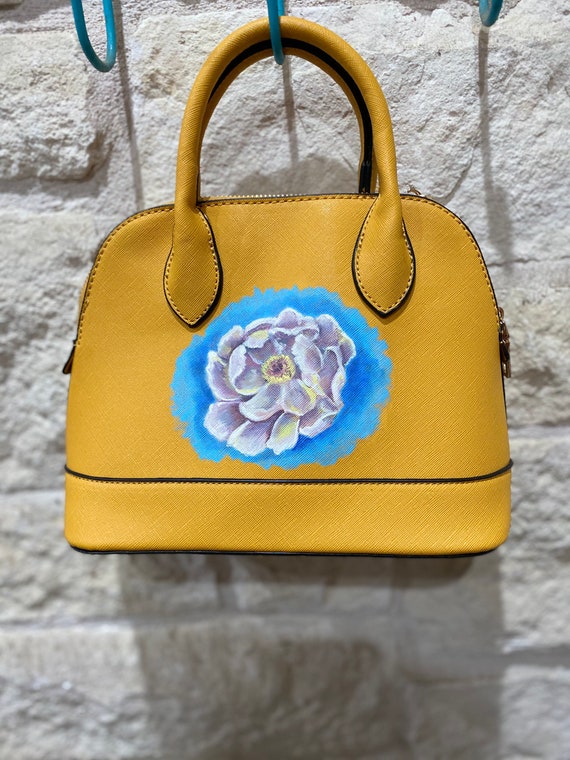 New with tags Isabelle VEGAN leather tote purse handbag with hand painted Peony