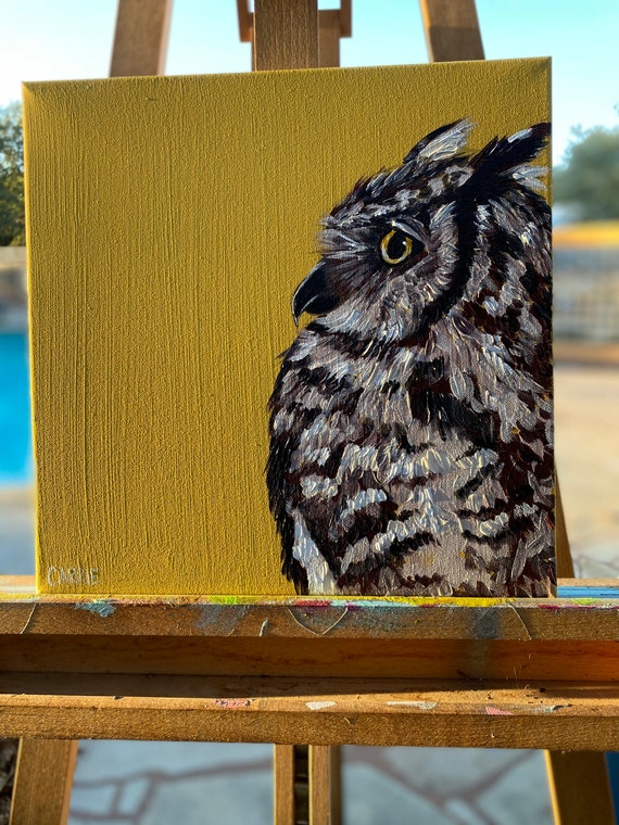 Horned Owl - acrylic painting on canvas