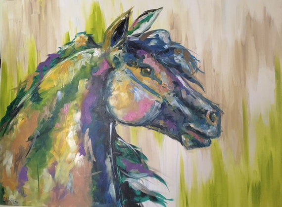 Horse painting, Equestrian canvas painting, Original fine art -X Large 30x40 inches Original Acrylic Canvas Painting, Abstract Painting