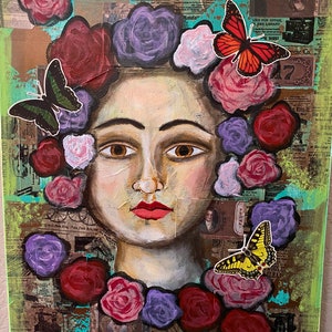 La Fleur - acrylic mixed media painting on canvas