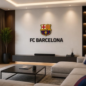 FC Barcelona 3D-väggdekor med emblem | La Liga fotbollslogotyp | Fandekor för vardagsrum, fotbollsrum, kontor och klubbrum Madrid London