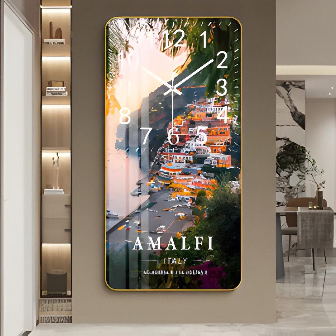Wall Watch Design Rome Decorative Wall Clock With Amalfi Italy Design Modern Clock 80x40 ...