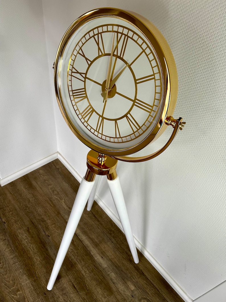 Moderne Uhr Standuhr Skulptur Gold Weiß Luxus Dekoration Wanduhr Bodenuhr Deko Metall Holz Elegant Wohnzimmer Büro Haus Mode Vintage Uhren Bild 4
