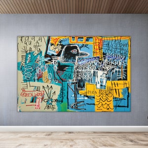Basquiat Bird on Money , Printable wall art , Wall art , Modern art , Street art , Colorful wall decor , Urban canvas print , Large wall art