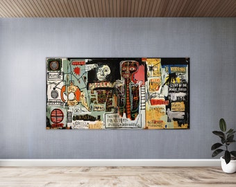 Basquiat Notaris, Ingelijste print, Stedelijke kunst, Straatkunst, Kleurrijke muurkunst, Afdrukbare muurkunst, Grote muurkunstdruk, Reproductieprint