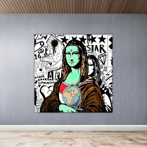 Mona Lisa Modern style art ,  Trendy wall art , Colorful wall art , Printable wall art , Portrait wall print framed , Mona Lisa street art