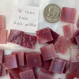 1/2” mosaic glass tile pink ring mottle