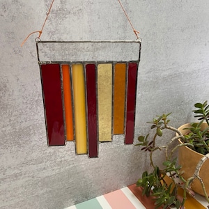 Stained glass bevel | orange and red art