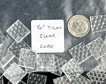 1/2” mosaic glass tile clear cube