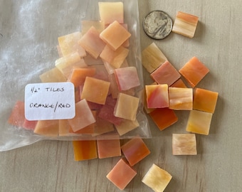 Azulejo de mosaico de vidrio de 1/2” naranja/rojo