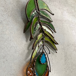 Stained glass peacock feather