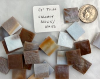 1/2”mosaic glass tiles Streaky Brown White