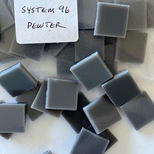 1/2” glass mosaic tile COE96 Pewter