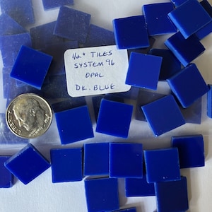 1/2” glass mosaic tile COE96 Opal Dark Blue