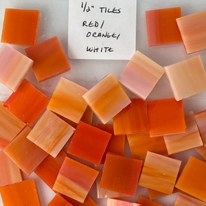 1/2” mosaic glass tile red/orange/white