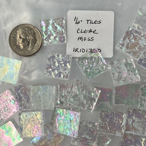 1/2” mosaic glass tile clear moss iridized