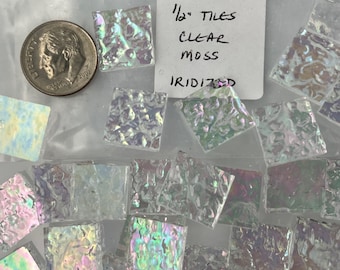 1/2” mosaic glass tile clear moss iridized