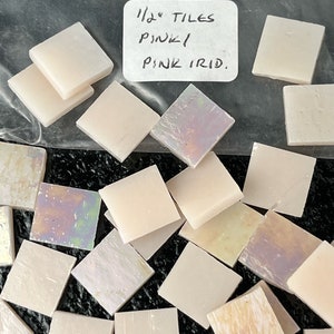 1/2” mosaic glass tile Pink/Pink Iridized