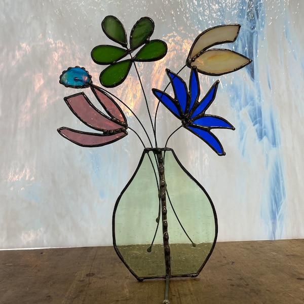 Stained glass flower, floral bouquet