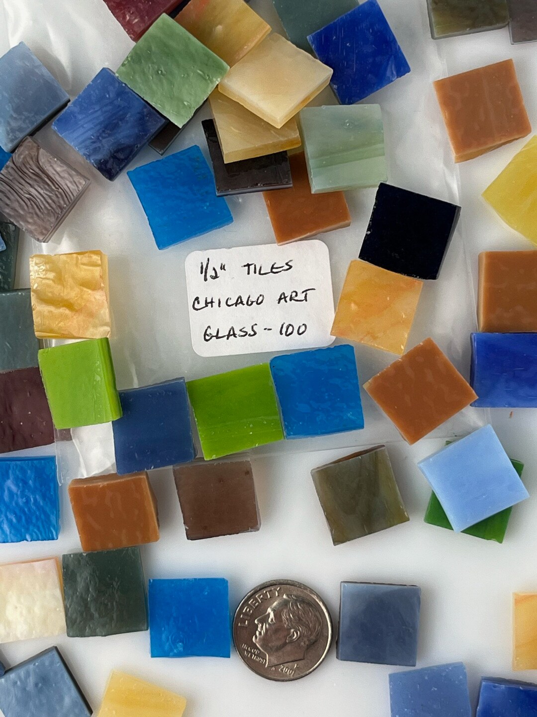 1/2 Mosaic Chicago Art Glass Tiles Assorted Colors 100 Pieces Etsy