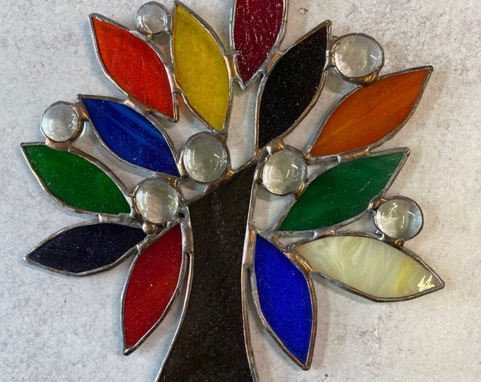 Stained glass rainbow tree of life
