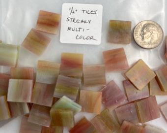 1/2”mosaic glass tiles streaky multi color