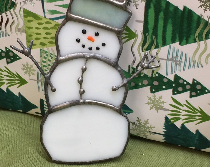 Snowman Ornament Stained Glass Snowman - Etsy