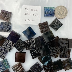 1/2” mosaic glass tiles multi color ripple