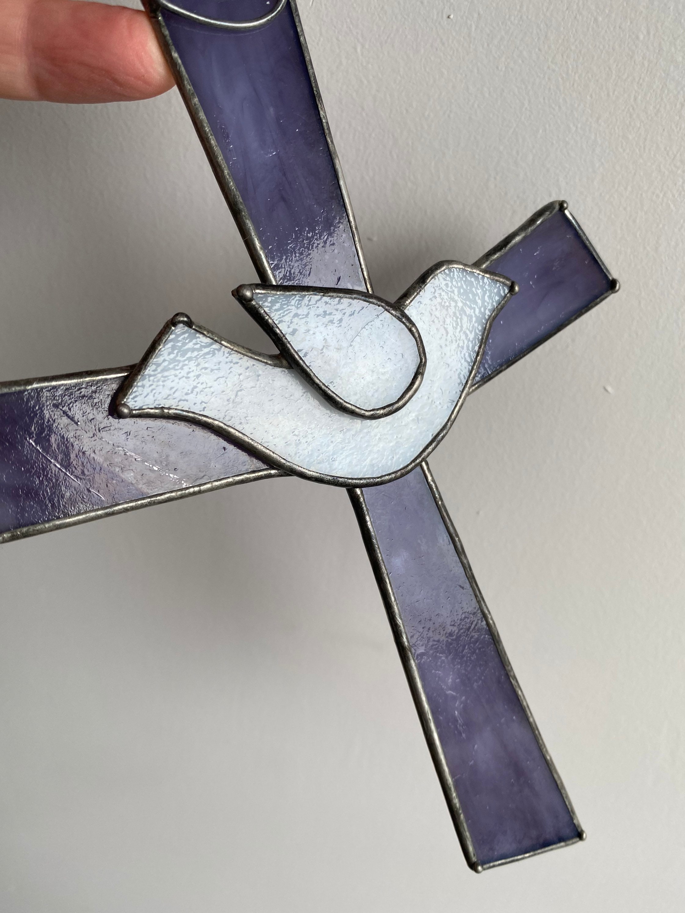 Stained Glass Cross with Dove — Glass Art Studios