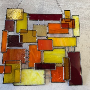 Stained glass geometric suncatcher
