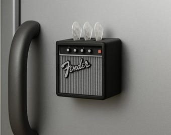 Mini Guitar Amp Magnet Pick Holder: 3D Printed Rock Decor
