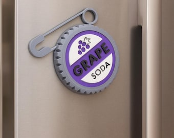 Grape Soda Pin Magnet, Disney Cruise Door Decoration, Personalized Stateroom Gift, 3D Printed Fish Extender Present, Cute Fridge Accessory