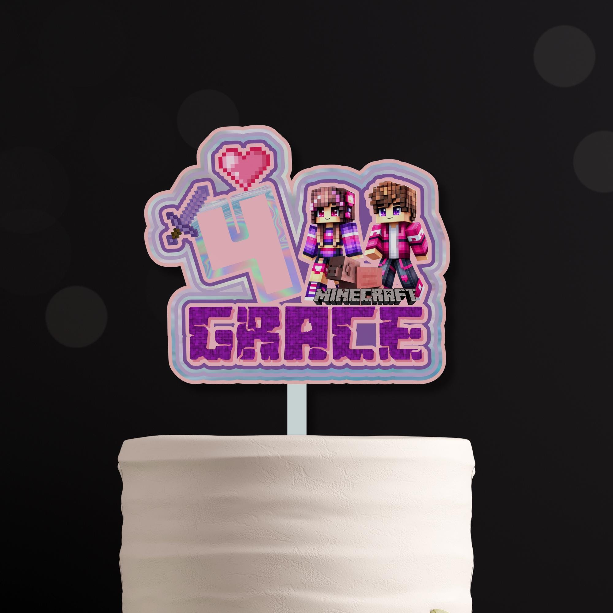 Steve & Alex Videogame Cake Topper