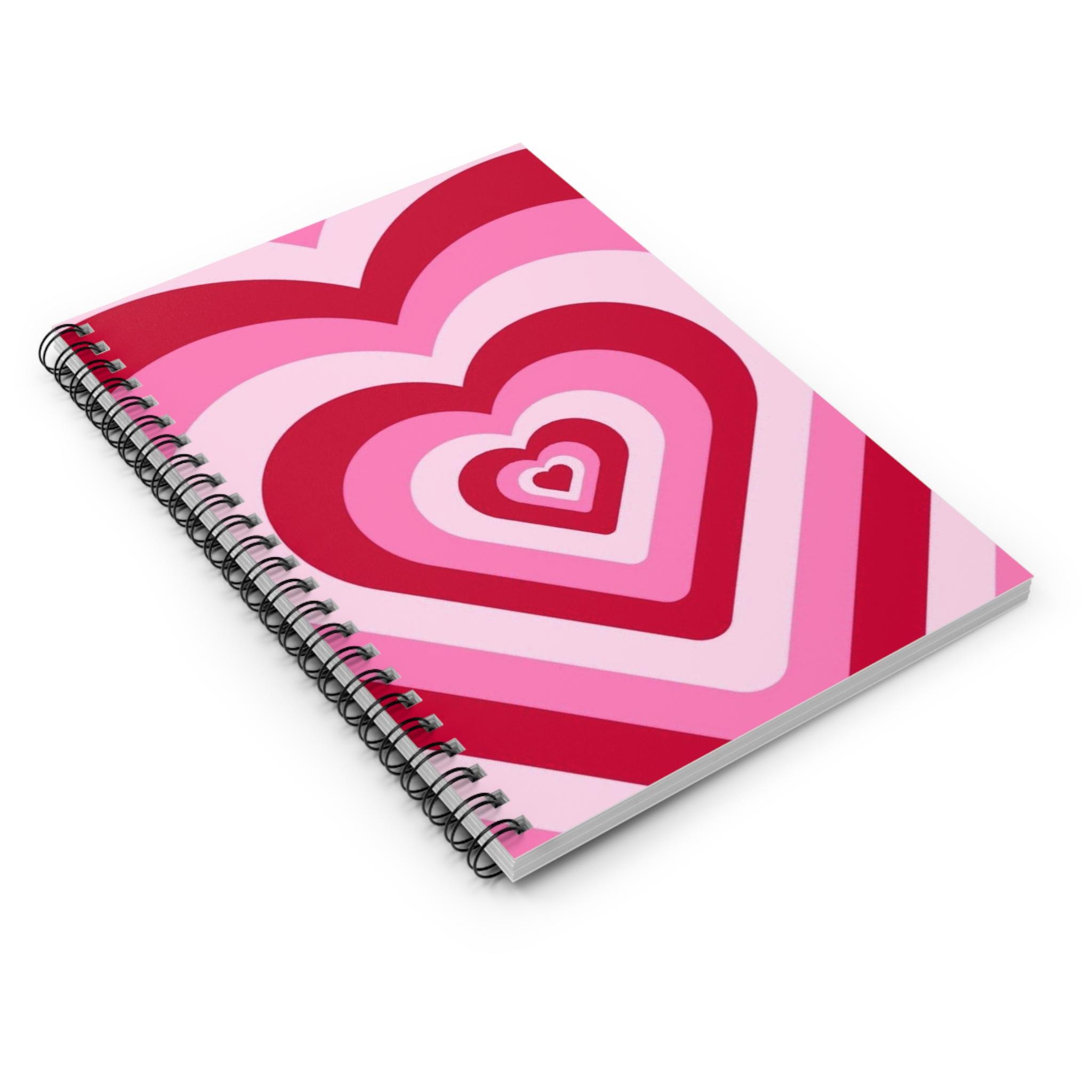 Romantic Hearts Spiral Notebook, Cute Love Journal, Valentine's Day ...