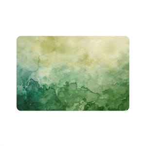 May include: Abstract watercolor painting with a gradient of green and yellow colors. The painting has a textured look, like a watercolor wash.