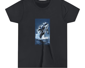 Kinder Orca Wal Jugend Kurzarm T-Shirt, niedliches Tierliebhaber Shirt, Kinder Ozean Grafik T-Shirt, Meeresleben Geschenk, Kleinkind Killerwal