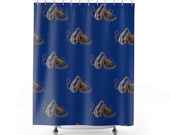 Nautical Octopus Shower Curtain, Ocean Theme Bathroom Decor