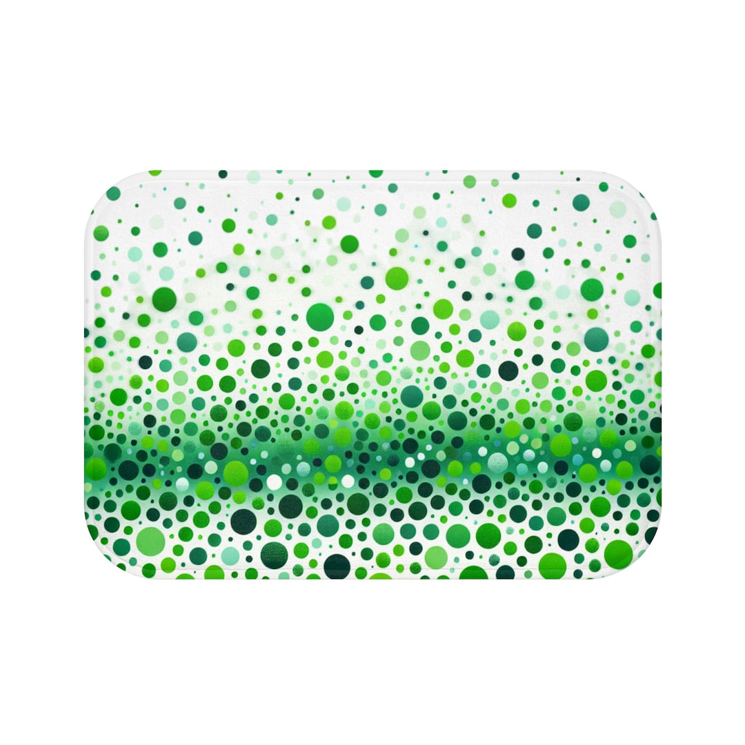 Colorful Dot Bath Mat | Vibrant Green Bathroom Decor, Modern Home ...
