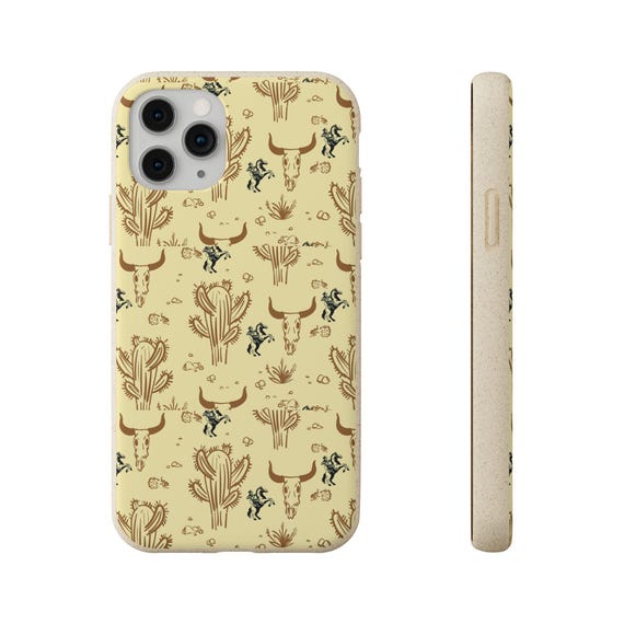Cactus Print Biodegradable Phone Case: Eco-Friendly Rustic Style