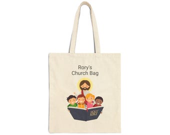 Bolsa de iglesia personalizada para niños: bolsa de lona de algodón, organizador para la escuela dominical