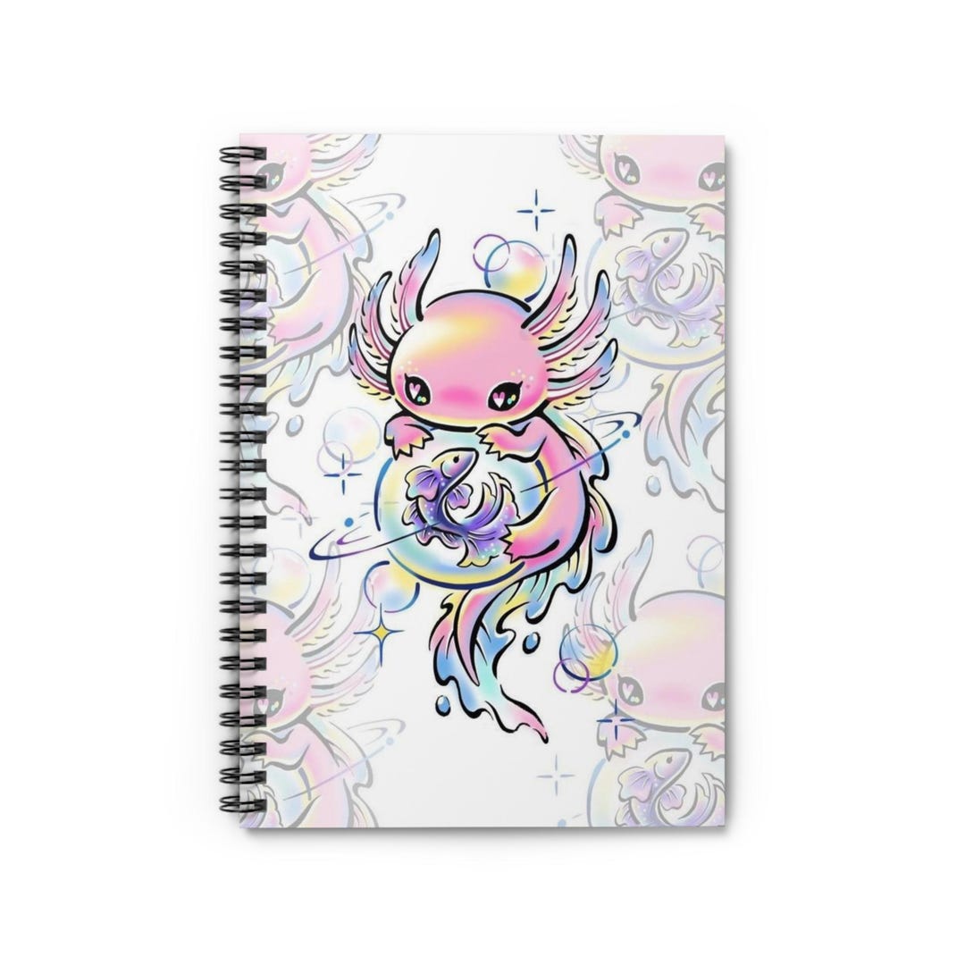 Cute Axolotl Spiral Notebook, Pastel Aesthetic Journal for Teens ...