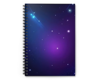 Quaderno a spirale Cosmic Dreams - Righe, diario stellato, quaderno per amanti dello spazio, regalo galassia, diario di scrittura, blocco per scarabocchi