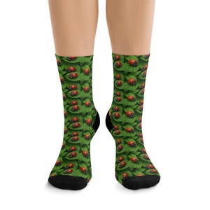 Eco-Friendly Patterned Socks, Fun Socks, Gift for Nature Lovers, Sustainable Fashion, Unique Green Socks, Eco-Conscious Footwear
