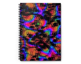 Psychedelic Skull Spiral Notebook - Ruled Line, Journaling, Sketchbook, Unique Gift, Colorful Planner, Festival Essential