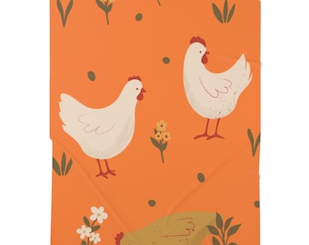 Chicken Baby Swaddle Blanket: Soft Jersey Polyester, Farm Nursery Decor