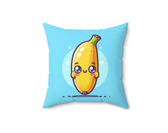 Almohada de plátano, cojín de fruta, almohada cuadrada, lindo cojín decorativo de plátano, decoración de habitación infantil, acento tropical para el hogar
